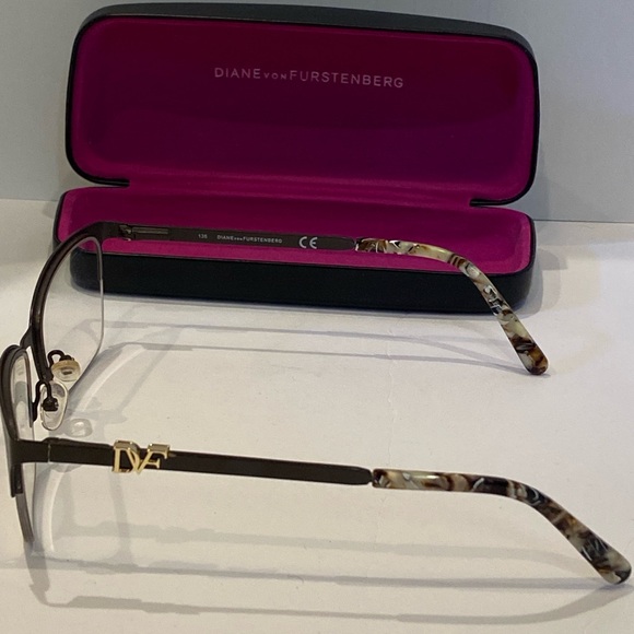 Diane von Furstenberg Eyeglasses Glasses Frames + Case Brown Size 52-17-135 EUC - Picture 6 of 9